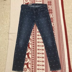 AG Stevie Ankle Heart Jeans 27 Denim Anthro Vday